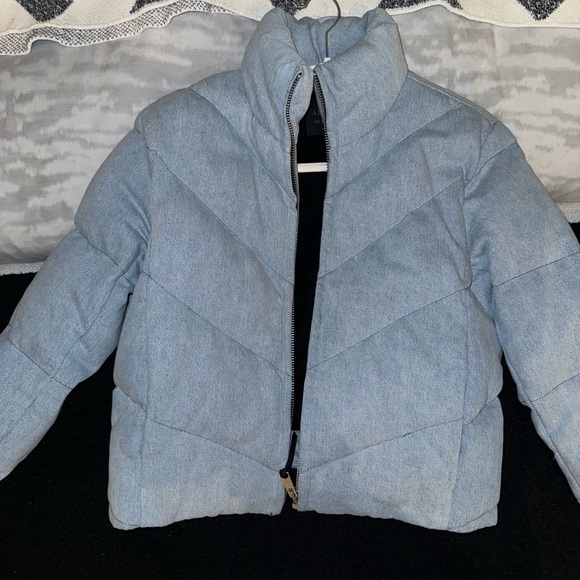 ALLSAINTS DENIM PUFFER JACKET SIZE 6 (Medium) NEVER WORN - Picture 2 of 7